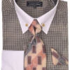 Beige Houndstooth Dress Shirt Set With Cuff 1 Beige Houndstooth Dress Shirt Set With Cuff -Clothing Shop Dn101m beige