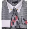 Black Houndstooth Dress Shirt Set With Cuff -Clothing Shop Dn101m black f545851d cb15 4093 8b57 887128d42054
