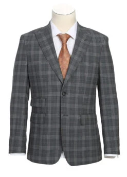 English Laundry 2-Piece Gray Check Peak Suit Wool Blend