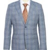 English Laundry 2-Piece Light Gray With Blue Check Suit Wool Blend