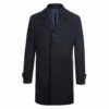 English Laundry Navy Slim Fit Wool Blend Long Overcoat -Clothing Shop EL84 10 410