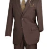 Nola Collection - Brown Regular Fit 2 Piece Suit Flat Front Pants With 2″ Elastic Waist Band -Clothing Shop F 2C900 BROWN