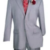 Nola Collection - Light Gray Regular Fit 2 Piece Suit Flat Front Pants With 2″ Elastic Waist Band -Clothing Shop F 2C900 LIGHT GRAY1