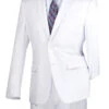 Nola Collection - White Regular Fit 2 Piece Suit Flat Front Pants With 2″ Elastic Waist Band -Clothing Shop F 2C900 WHITE