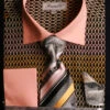French Cuff Printed Tone On Tone Shirt In Black/Gold With Tie, Cuff Links And Handkerchief -Clothing Shop FRV4127P2 1