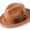 Men's Saddle Wool Felt Fedora Hat Snap Brim Crushable -Clothing Shop H 10 SADDLE