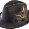 Men's Charcoal Wool Felt Fedora Hat Snap Brim Crushable -Clothing Shop H 10 Charcoal s