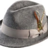 Men's Gray Wool Felt Fedora Hat Snap Brim Crushable