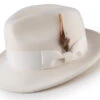 Men's White Wool Felt Fedora Hat Snap Brim Crushable