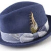 Wool Felt Fedora With Feather Accent In Navy -Clothing Shop H 1818 Navy