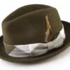 Wool Fedora With Feather Accent In Olive -Clothing Shop H 1818 Olive