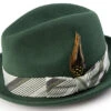 Wool Felt Pinch Front Fedora With Feather Accent In Hunter Green -Clothing Shop H 1923 Hunter s