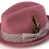 Wool Felt Pinch Front Mauve Fedora With Feather Accent -Clothing Shop H 1963 Mauve S