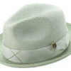 Braided Two Tone Stingy Brim Pinch Fedora Hat In Apple