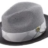 Braided Two Tone Stingy Brim Pinch Fedora Hat In Black -Clothing Shop H 2056 BLACK