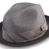 Silver Gray Braided Two Tone Snap Brim Pinch Hat -Clothing Shop H 2065 GRAY