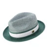 Men's Braided Two Tone Pinch Fedora Hat In Emerald -Clothing Shop H 22 Emerald
