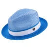 Men's Braided Two Tone Pinch Fedora Hat In Cobalt -Clothing Shop H 22 cobalt