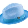 Aqua 2" Brim Pinch Braided Fedora With Matching Ribbon -Clothing Shop H 2305 aqua