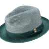 Emerald Green 2" Brim Pinch Braided Fedora With Matching Ribbon -Clothing Shop H 2305 emerald