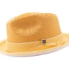 Canary Yellow Braided Stingy Brim Pinch Fedora With White Bottom -Clothing Shop H 2317 canary