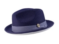 Purple Braided Stingy Brim Pinch Fedora With White Bottom