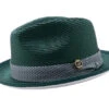 Emerald Green Braided Stingy Brim Pinch Fedora With White Bottom -Clothing Shop H 2318 EMERALD