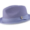 Lavender Braided Stingy Brim Pinch Fedora With White Bottom -Clothing Shop H 2318 LAVENDER