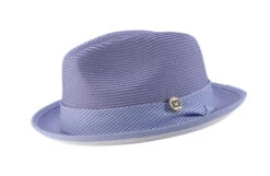 Lavender Braided Stingy Brim Pinch Fedora With White Bottom
