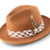 Saddle Brown Wool Felt Dress Hat With Feather Accent -Clothing Shop H 2362 Saddle 1