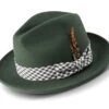 Hunter Green Wool Felt Dress Hat With Feather Accent