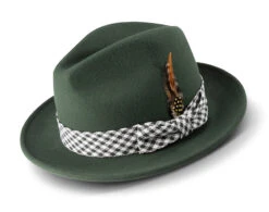 Hunter Green Wool Felt Dress Hat With Feather Accent