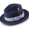 Navy Wool Felt Dress Hat With Feather Accent -Clothing Shop H 2367 86 Navy 1