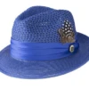 Royal Solid Color Pinch Braided Fedora With Matching Satin Ribbon -Clothing Shop H 34 ROYAL