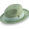 Apple Green Braided Wide Brim Pinch Fedora Matching Grosgrain Ribbon -Clothing Shop H 42 APPLE S