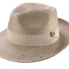 Beige Braided Wide Brim Pinch Fedora Matching Grosgrain Ribbon -Clothing Shop H 42 BEIGE