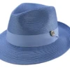 Carolina Blue Braided Wide Brim Pinch Fedora Matching Grosgrain Ribbon -Clothing Shop H 42 CAROLINA