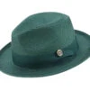 Emerald Green Braided Wide Brim Pinch Fedora Matching Grosgrain Ribbon