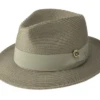 Olive Braided Wide Brim Pinch Fedora Matching Grosgrain Ribbon -Clothing Shop H 42 OLIVE