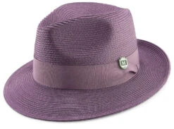 Purple Braided Wide Brim Pinch Fedora Matching Grosgrain Ribbon