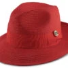 Red Braided Wide Brim Pinch Fedora Matching Grosgrain Ribbon 1 Red Braided Wide Brim Pinch Fedora Matching Grosgrain Ribbon -Clothing Shop H 42 RED