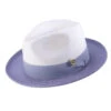 Lavender Two-Tone Wide Brim Matching Grosgrain Ribbon Straw Fedora -Clothing Shop H 47 LAVENDER