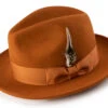 (XL) Wool Felt Fedora Pinch Front With Feather Accent In Cognac -Clothing Shop H 60 Cognac s 092aec2f 480a 45ba 9495 e6858ceb48c1