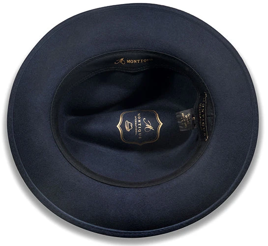 Wool Felt Fedora Pinch Front With Feather Accent In Navy 4 Wool Felt Fedora Pinch Front With Feather Accent In Navy - Image 2