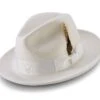 Wool Felt Fedora Pinch Front With Feather Accent In White -Clothing Shop H 60white 1024x1024 2x 80023559 e67a 4e3c a2b6 d48d6247e811