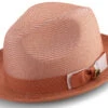 Apricot Men's Two Tone Braided Pinch Fedora With Grosgrain Ribbon -Clothing Shop H 68 APRICOT