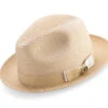 Beige Men's Two Tone Braided Pinch Fedora With Grosgrain Ribbon -Clothing Shop H 68 BEIGE