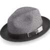 Gray Men's Two Tone Braided Pinch Fedora With Grosgrain Ribbon -Clothing Shop H 68 GRAY