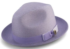 Lavender Men's Two Tone Braided Pinch Fedora With Grosgrain Ribbon