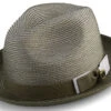 Olive Men's Two Tone Braided Pinch Fedora With Grosgrain Ribbon -Clothing Shop H 68 OLIVE